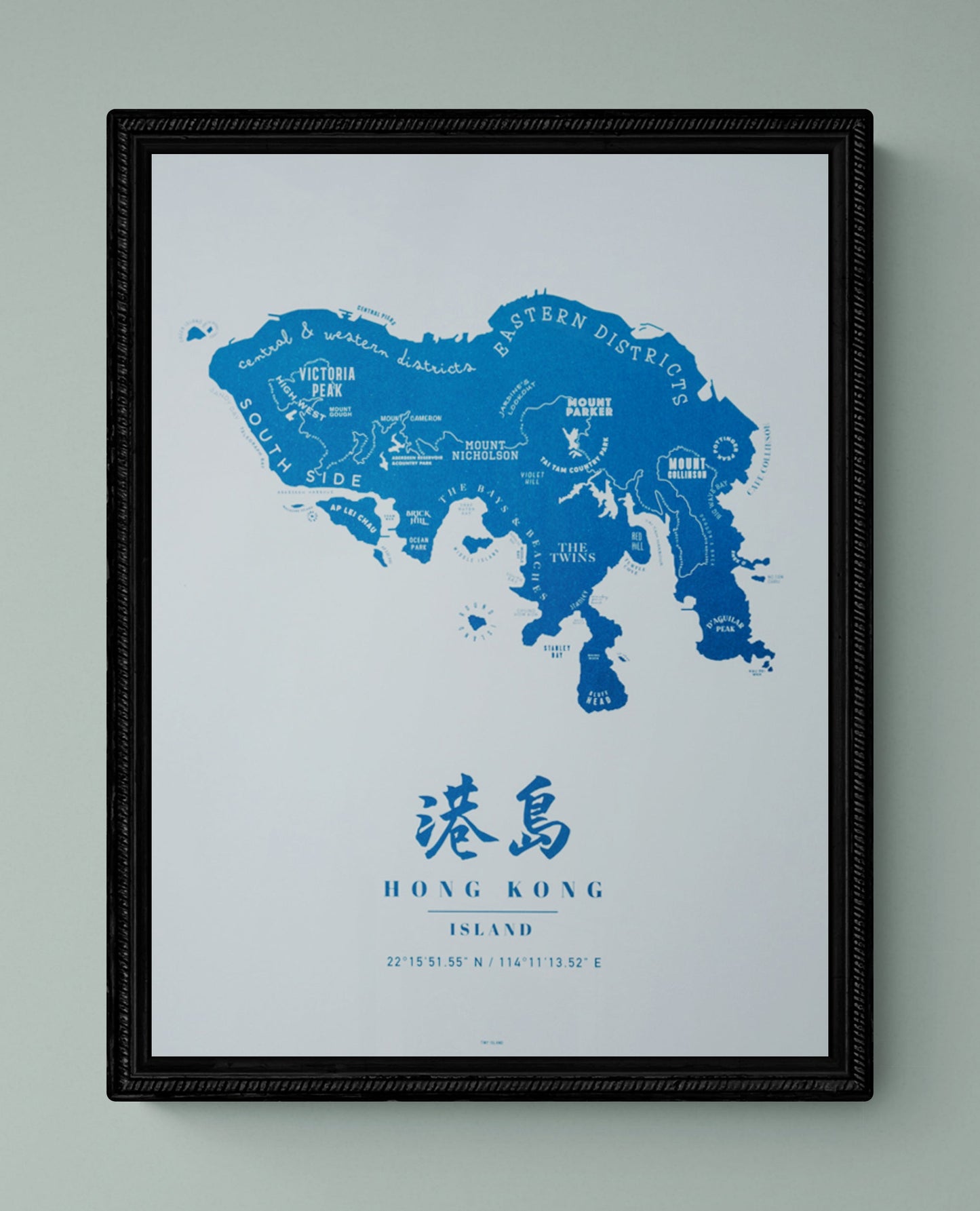 Hong Kong Island Blue - tinyislandmaps