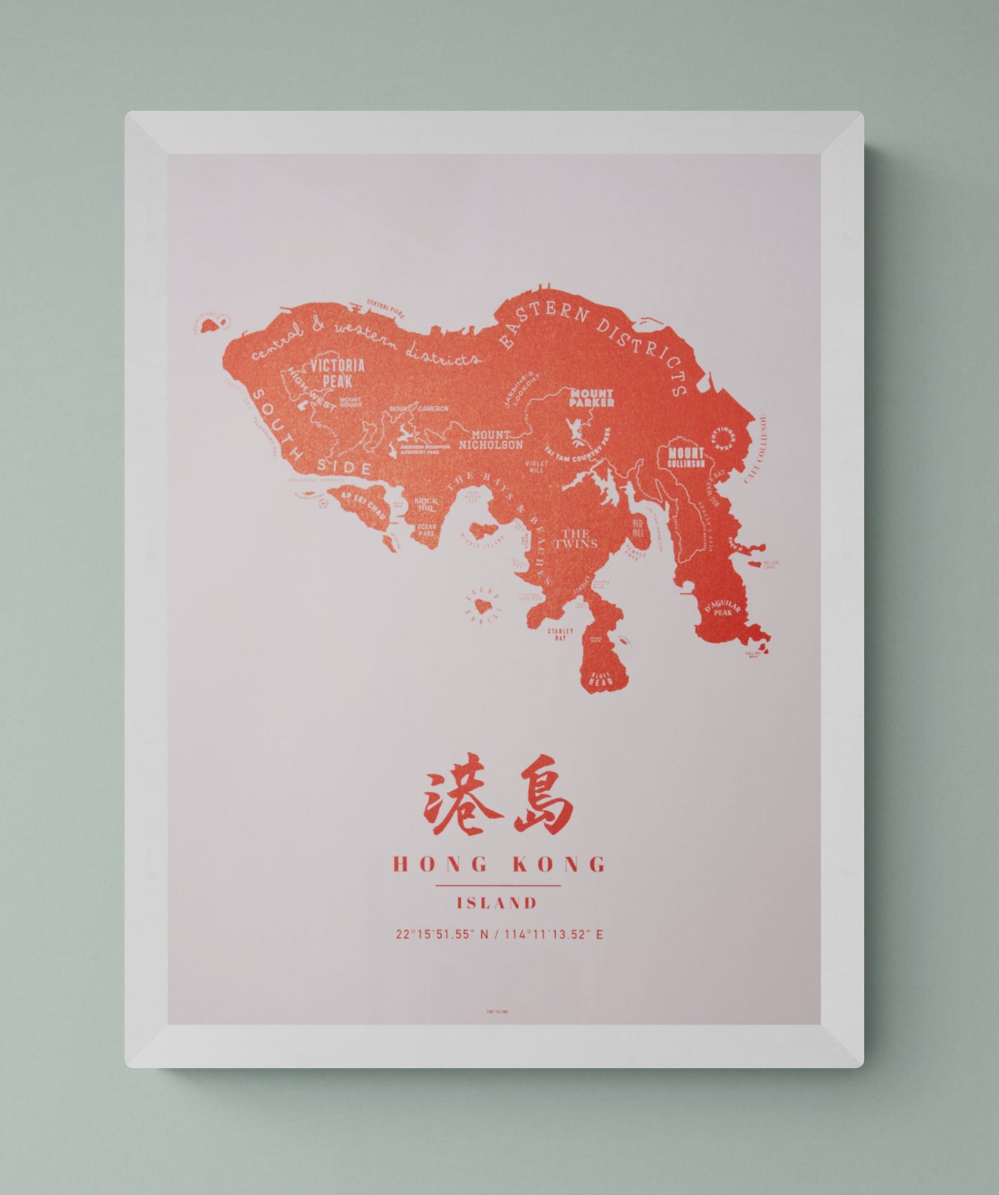 Hong Kong Island Pink - tinyislandmaps