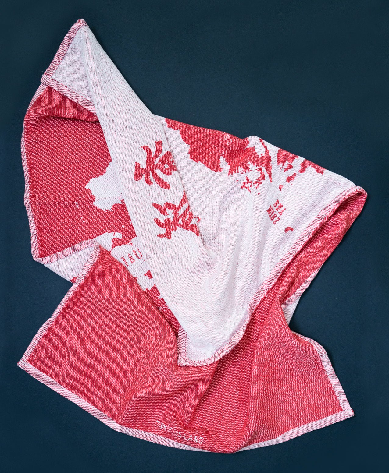 Hong Kong Tea Towel Red - tinyislandmaps