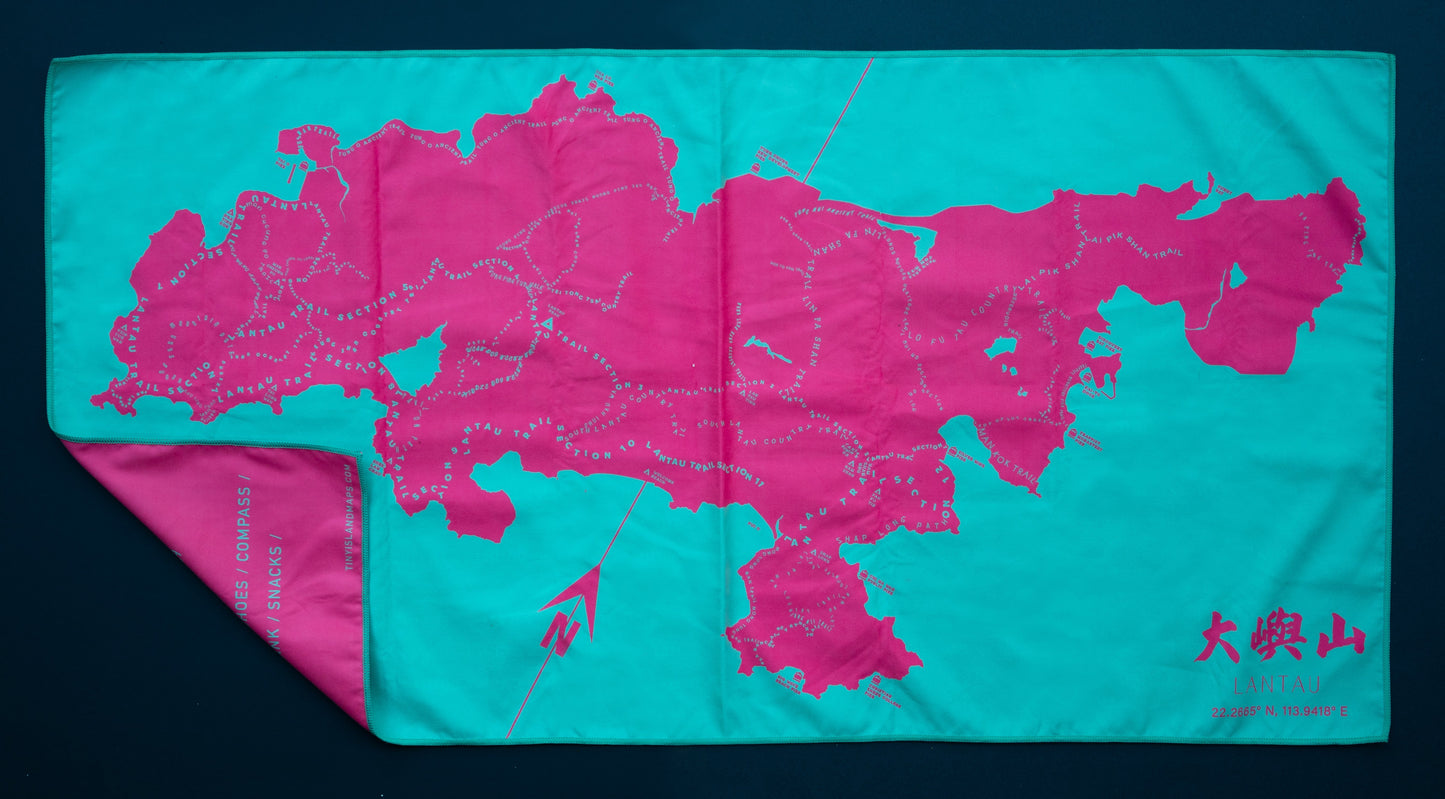 Lantau Sweat Towel Mint/Pink - tinyislandmaps