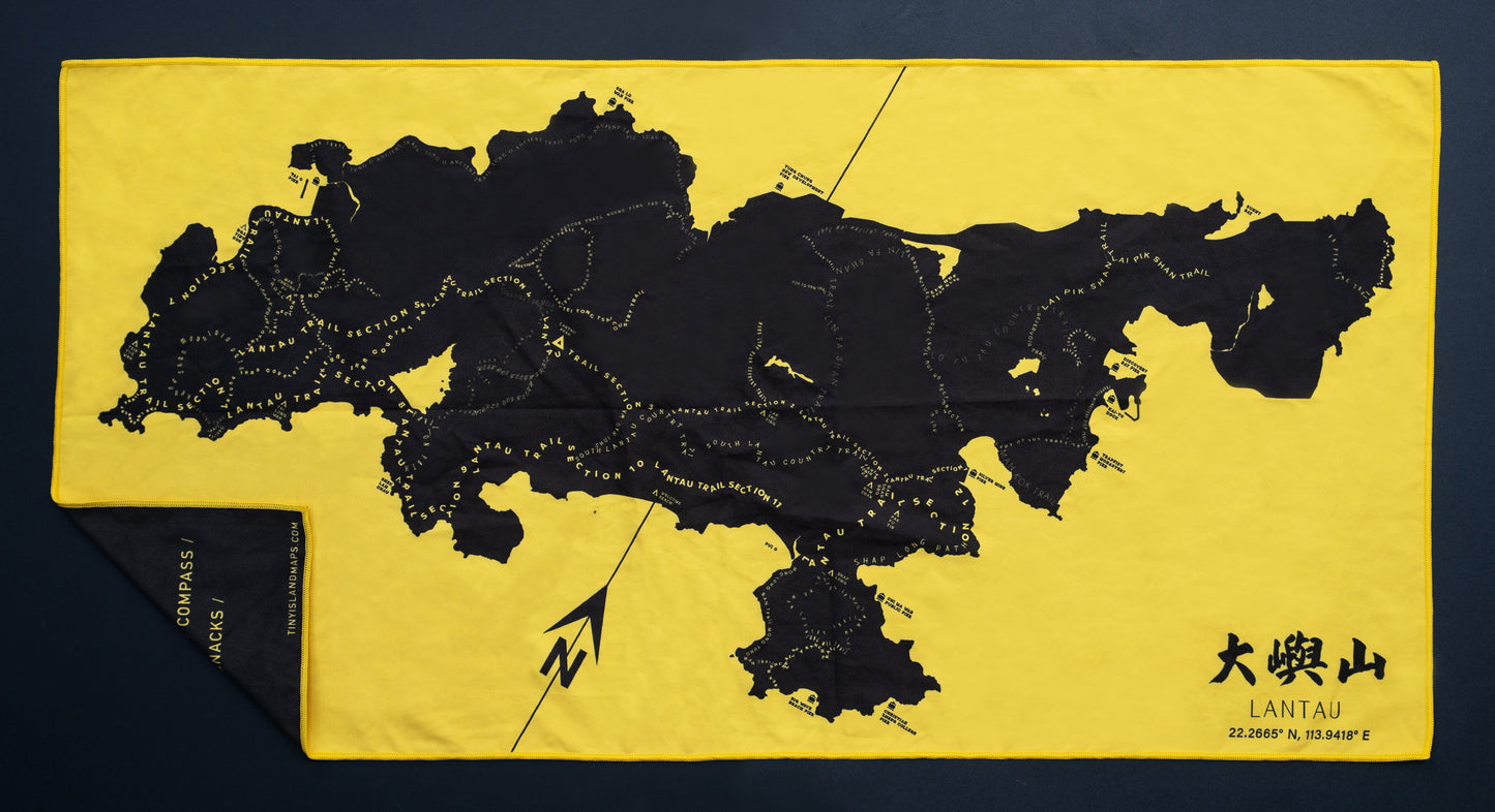 Lantau Sweat Towel Yellow/Black - tinyislandmaps
