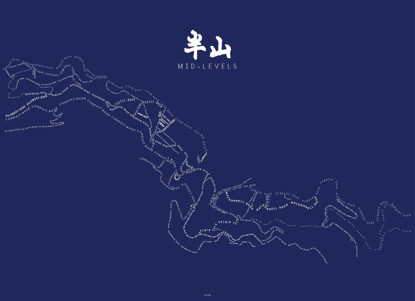 Mid-Levels Landscape Navy - tinyislandmaps