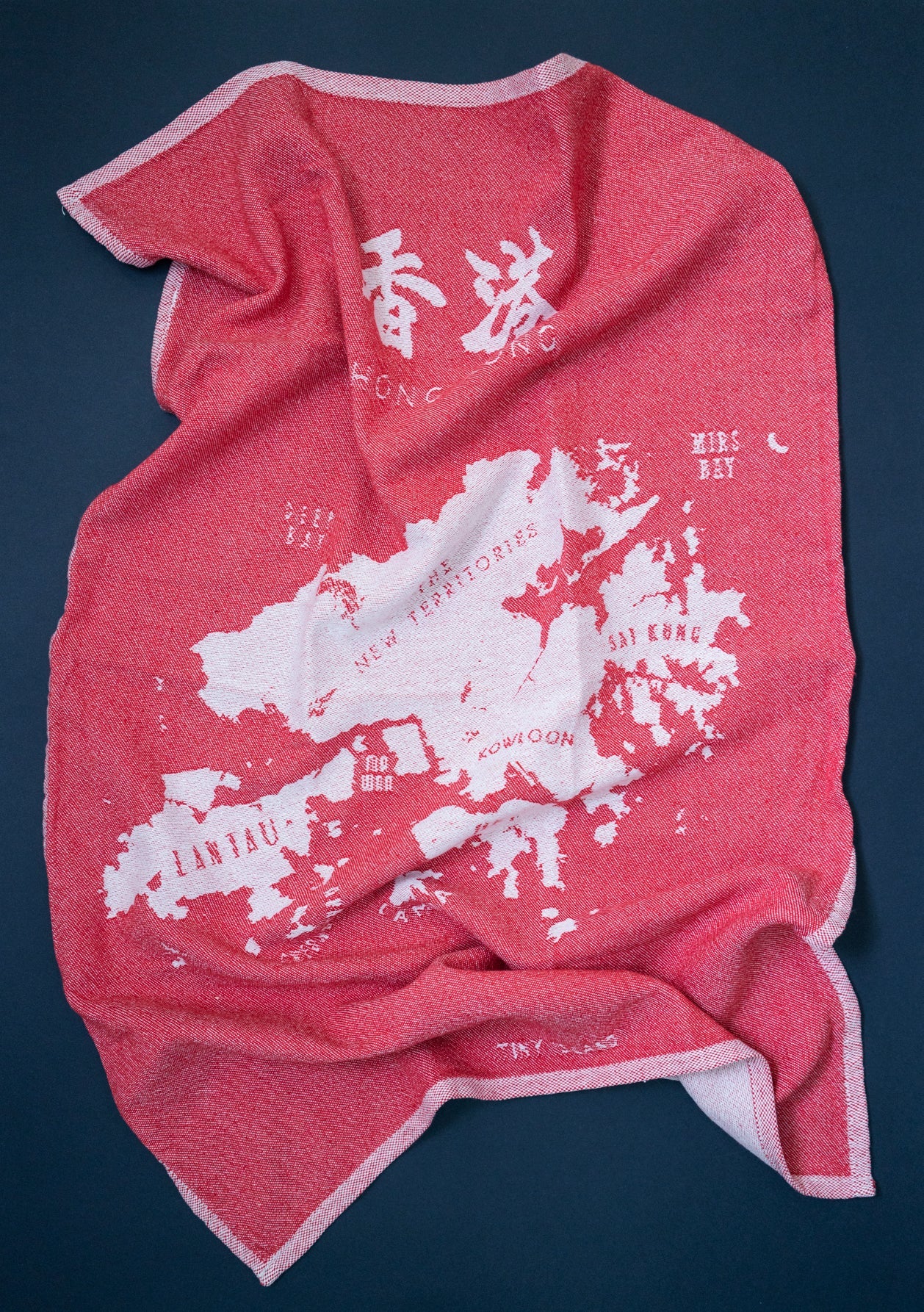 Hong Kong Tea Towel Red - tinyislandmaps